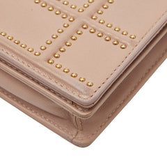 ディオール スタッズ ディオラマ 斜め掛け チェーンウォレット ショルダーバッグ ピンクベージュ レザー レディース Dior 【中古】