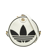 グッチ × adidas アディダス GGマーモント 斜め掛け ショルダーバッグ 702626 ホワイト ブラック レザー レディース GUCCI 【中古】