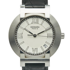 エルメス ノマード 腕時計 N01.710 クオーツ ベージュ文字盤 ステンレススチール レザー メンズ HERMES 【中古】