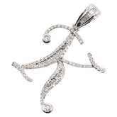 K14WG ホワイトゴールド ダイヤ イニシャル ペンダントトップ レディース 【中古】