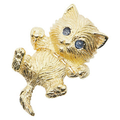 K18YG イエローゴールド サファイア 田中貴金属 猫 キャット モチーフ ペンダントトップ レディース 【中古】