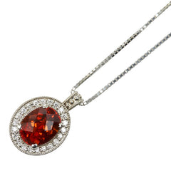 K18WG ホワイトゴールド シトリン1.80ct ダイヤ0.16ct ペンダントネックレス レディース 【中古】