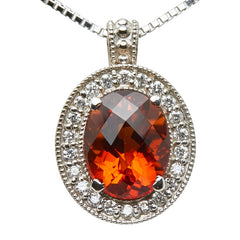 K18WG ホワイトゴールド シトリン1.80ct ダイヤ0.16ct ペンダントネックレス レディース 【中古】