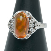 Pt900 プラチナ ファイアオパール2.35ct ダイヤ0.11ct リング 指輪 レディース 10号 【中古】