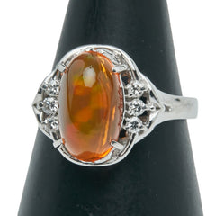 Pt900 プラチナ ファイアオパール2.35ct ダイヤ0.11ct リング 指輪 レディース 10号 【中古】