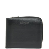 サンローラン ロゴ 二つ折り財布 ブラック レザー レディース SAINT LAURENT 【中古】