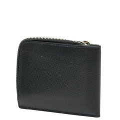 サンローラン ロゴ 二つ折り財布 ブラック レザー レディース SAINT LAURENT 【中古】