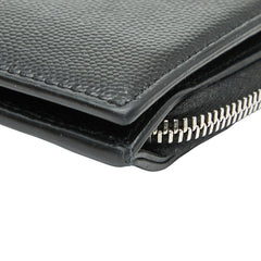 サンローラン ロゴ 二つ折り財布 ブラック レザー レディース SAINT LAURENT 【中古】