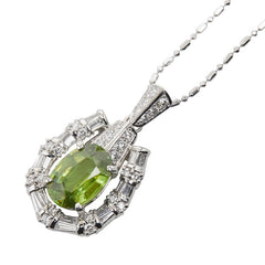 Pt900 プラチナ Pt850 プラチナ スフェーン2.57ct ダイヤ0.56ct ペンダントネックレス レディース 【中古】