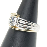 Pt900 プラチナ K18YG イエローゴールド コンビ ダイヤ0.569ct リング 指輪 レディース 11.5号 【中古】