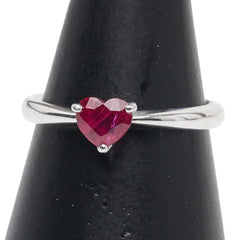 K18WG ホワイトゴールド ルビー0.67ct ハートモチーフ リング 指輪 レディース 12号 【中古】