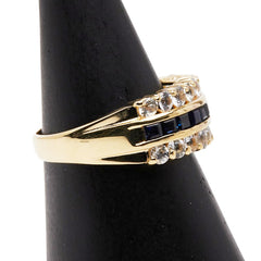 K18YG イエローゴールド ホワイトサファイア1.03ct サファイア0.87ct リング 指輪 レディース 12号 【中古】