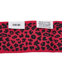 ディオール ツイリー ミッツア レオパード スカーフ ピンク ブラック シルク レディース Dior 【中古】
