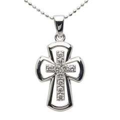 K18WG ホワイトゴールド ダイヤ0.20ct クロスモチーフ ネックレス レディース 【中古】