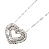 K18WG ホワイトゴールド ダイヤ0.15ct ダイヤ0.30ct ハートモチーフ ネックレス レディース 【中古】