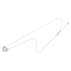 K18WG ホワイトゴールド ダイヤ0.15ct ダイヤ0.30ct ハートモチーフ ネックレス レディース 【中古】