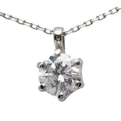 Pt900 プラチナ Pt850 プラチナ ダイヤ0.376ct プチネックレス レディース 【中古】