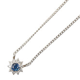 Pt850 プラチナ サファイア ダイヤ0.05ct プチネックレス レディース 【中古】