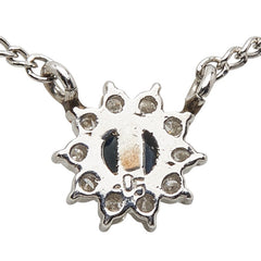 Pt850 プラチナ サファイア ダイヤ0.05ct プチネックレス レディース 【中古】