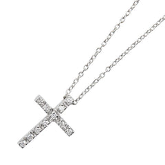 スタージュエリー K18WG ホワイトゴールド ダイヤ0.10ct クロスモチーフ ネックレス レディース STAR JEWELRY 【中古】