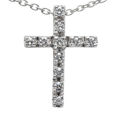 スタージュエリー K18WG ホワイトゴールド ダイヤ0.10ct クロスモチーフ ネックレス レディース STAR JEWELRY 【中古】