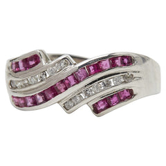 Pt900 プラチナ ルビー0.60ct ダイヤ0.14ct リング 指輪 レディース 12.5号 【中古】