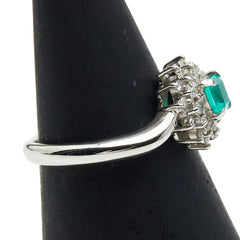 Pt900 プラチナ エメラルド0.36ct ダイヤ0.20ct リング 指輪 レディース 11号 【中古】