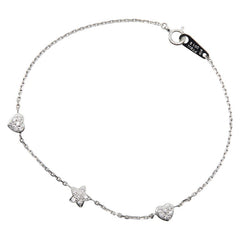 Pt900 プラチナ Pt850 プラチナ ダイヤ0.15ct ハート スターモチーフ ブレスレット ハート スターモチーフ レディース 【中古】