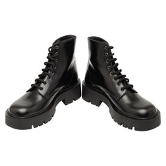 プラダ 三角ロゴプレート 厚底 チャンキーソール ブーツ サイズ:8 2TG242 ブラック レザー メンズ PRADA 【中古】