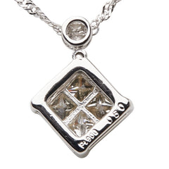 Pt850 プラチナ Pt900 プラチナ ダイヤ0.50ct ひし形 モチーフ ネックレス レディース 【中古】