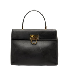 サルヴァトーレフェラガモ ガンチーニ ハンドバッグ ブラック ゴールド レザー レディース Salvatore Ferragamo 【中古】