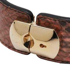 バレンシアガ パイソン バングル サイズ:M ブラウン ゴールド レザー メッキ レディース BALENCIAGA 【中古】