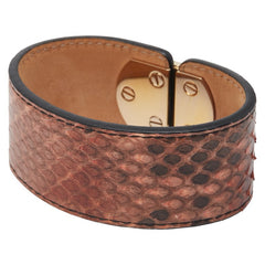 バレンシアガ パイソン バングル サイズ:M ブラウン ゴールド レザー メッキ レディース BALENCIAGA 【中古】