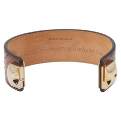 バレンシアガ パイソン バングル サイズ:M ブラウン ゴールド レザー メッキ レディース BALENCIAGA 【中古】