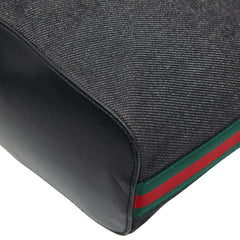グッチ シェリーライン ワンショルダーバッグ ハンドバッグ 01234 ブラック キャンバス レザー レディース GUCCI 【中古】
