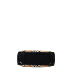 バーバリー ノバチェック シャドーホース トートバッグ ショルダーバッグ ベージュ ブラック キャンバス レザー レディース BURBERRY 【中古】