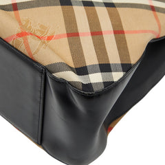 バーバリー ノバチェック シャドーホース トートバッグ ショルダーバッグ ベージュ ブラック キャンバス レザー レディース BURBERRY 【中古】