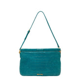 ミュウミュウ クロコ型押し ショルダーバッグ 5N1619 ブルー ターコイズ レザー レディース MIUMIU 【中古】