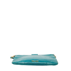 ミュウミュウ クロコ型押し ショルダーバッグ 5N1619 ブルー ターコイズ レザー レディース MIUMIU 【中古】