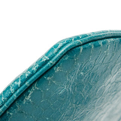 ミュウミュウ クロコ型押し ショルダーバッグ 5N1619 ブルー ターコイズ レザー レディース MIUMIU 【中古】