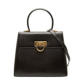 サルヴァトーレフェラガモ ガンチーニ ハンドバッグ ショルダーバッグ 2WAY AT-21 0536 ダークブラウン カーフレザー レディース Salvatore Ferragamo 【中古】