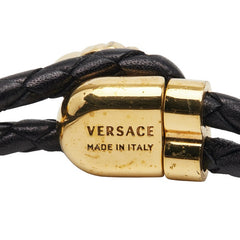ヴェルサーチェ メデューサ ブレスレット ブラック ゴールド レザー メッキ レディース VERSACE 【中古】