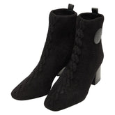 エルメス ヴォルヴェール ショートブーツ サイズ:36 ブラック シュニール織 レザー レディース HERMES 【中古】