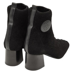 エルメス ヴォルヴェール ショートブーツ サイズ:36 ブラック シュニール織 レザー レディース HERMES 【中古】