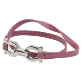 サルヴァトーレフェラガモ ガンチーニ ブレスレット シルバー ピンク メタル レザー レディース Salvatore Ferragamo 【中古】