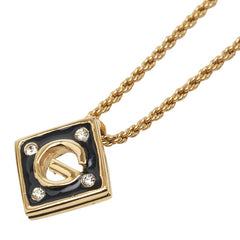 ジバンシー Gロゴ ラインストーン ネックレス ゴールド ブラック メッキ レディース Givenchy 【中古】