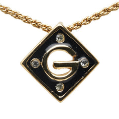 ジバンシー Gロゴ ラインストーン ネックレス ゴールド ブラック メッキ レディース Givenchy 【中古】
