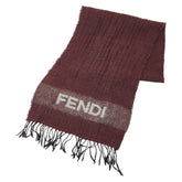 フェンディ ロゴ マフラー ワインレッド ブラック ウール レディース FENDI 【中古】