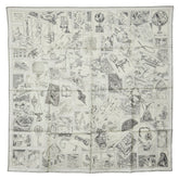 エルメス カレ90 LE PHILATELISTE DU FAUBOURG フォーブルの切手愛好家 スカーフ ホワイト アイボリー グリーン シルク レディース HERMES 【中古】