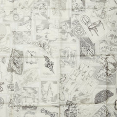 エルメス カレ90 LE PHILATELISTE DU FAUBOURG フォーブルの切手愛好家 スカーフ ホワイト アイボリー グリーン シルク レディース HERMES 【中古】